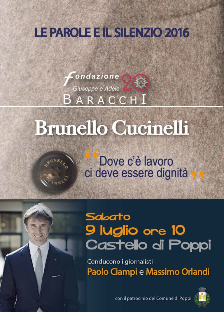 Cucinelli, il re del Cashmere sabato a Poppi con la Fondazione Baracchi