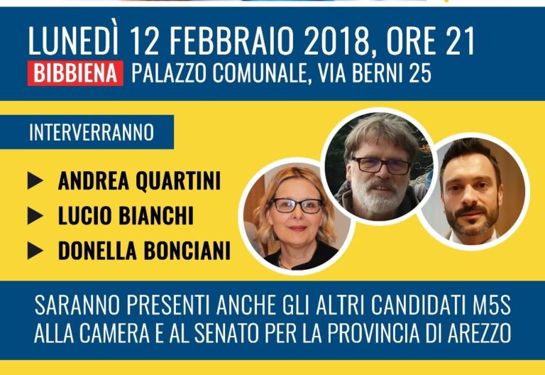 M5S in Casentino: a Bibbiena il primo appuntamento ufficiale per la campagna elettorale