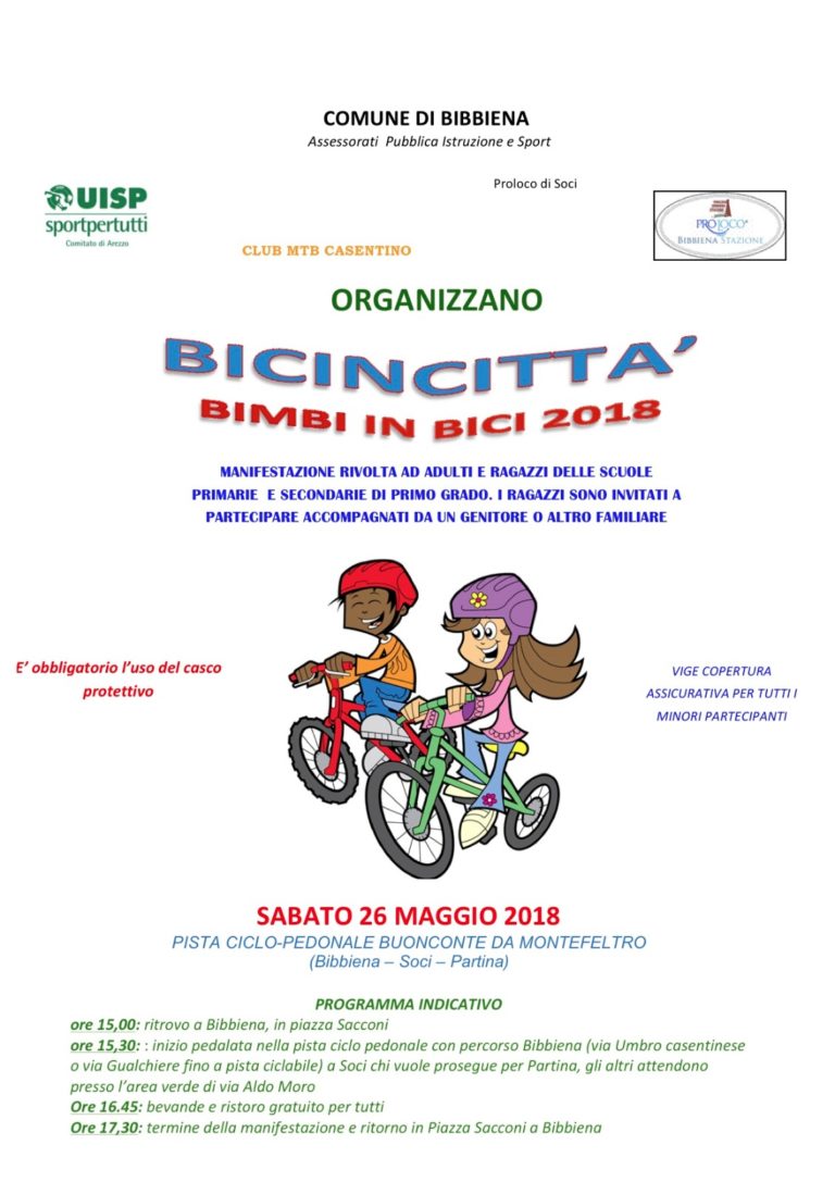 Bimbi in bici e Bicincittà: la pedalata dedicata ai più piccoli, sabato 26 da piazza Sacconi