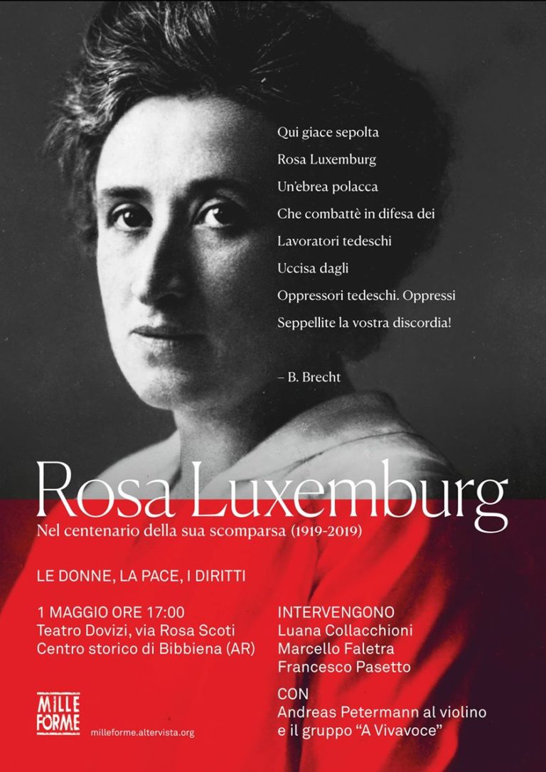A 100 anni dalla morte di Rosa Luxemburg, il 1° Maggio a Bibbiena