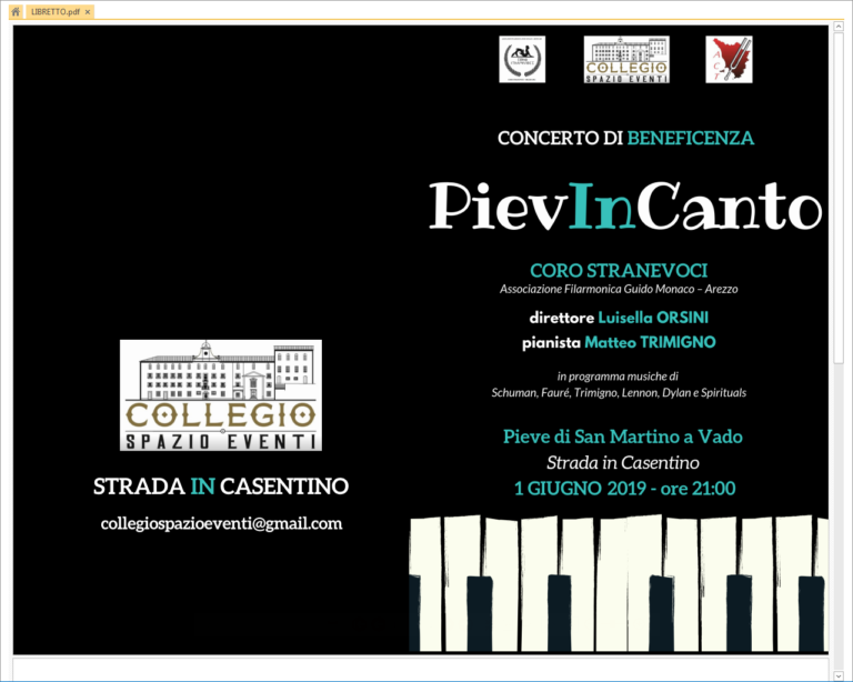 “PievInCanto”: concerto di beneficenza a Strada in Casentino