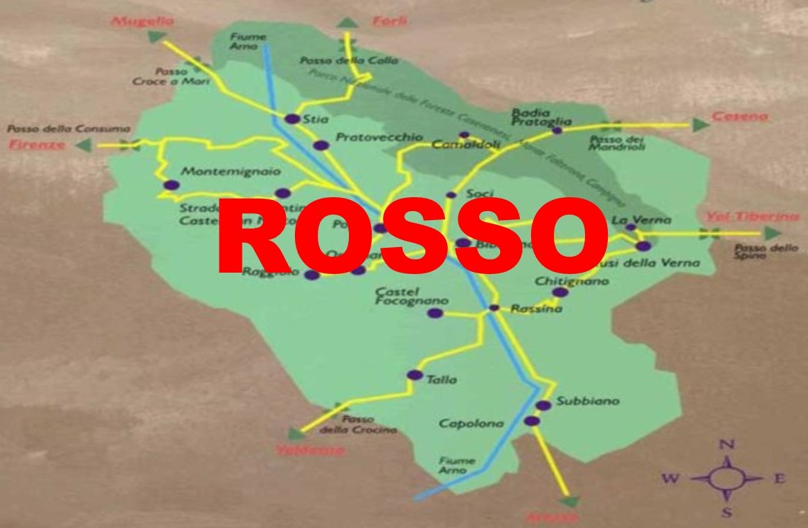 22-28/03: tutta la provincia di Arezzo resta rossa