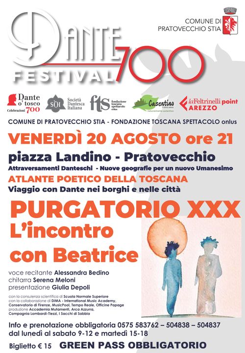 Dante Festival 700: a Pratovecchio in scena l’incontro con Beatrice nel Purgatorio