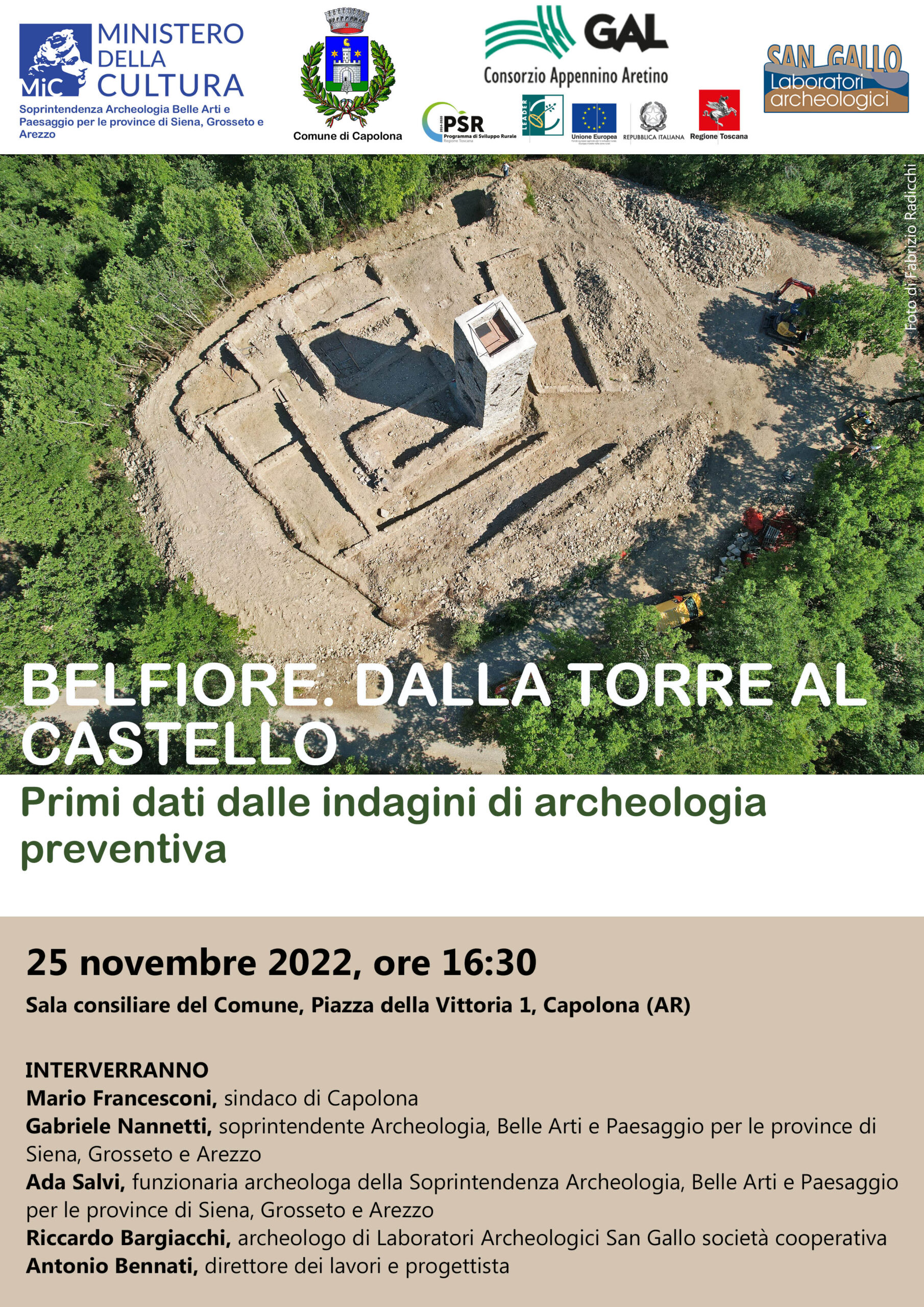 Uno scavo archeologico alla Torre di Belfiore di Capolona
