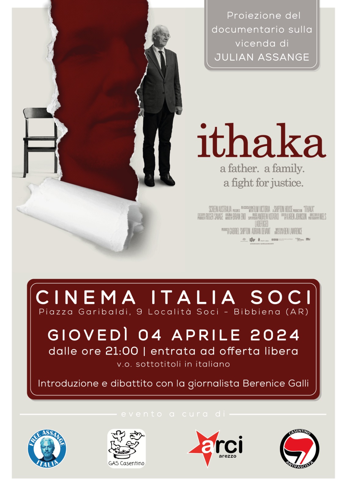 A Soci il film “ITHAKA – a fight to free Julian Assange”